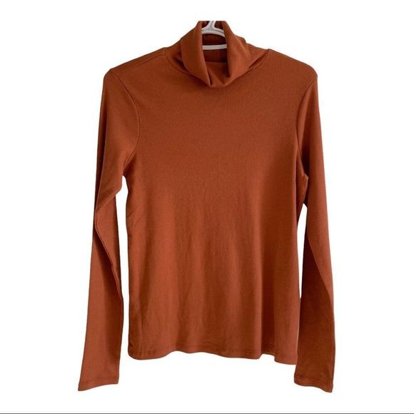 BP Turtleneck Ribbed Top Long sleeve rust NWOT - Picture 3 of 6